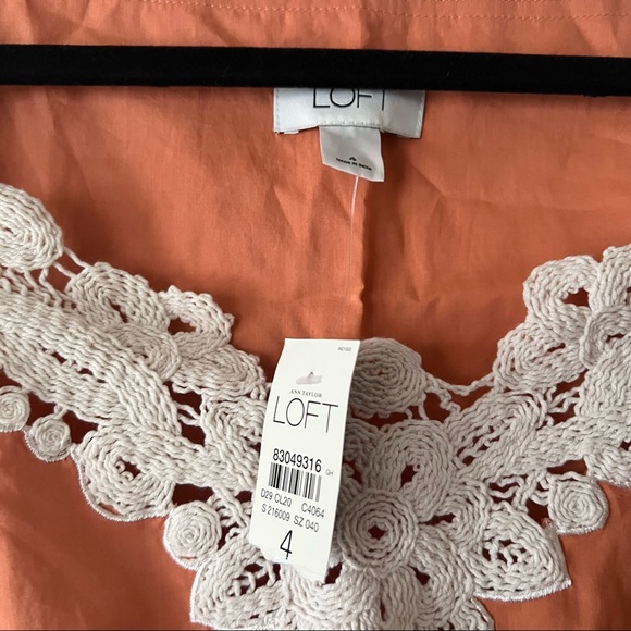 Loft Crochet Orange Tank Top Cami Size 4 - Picture 3 of 6